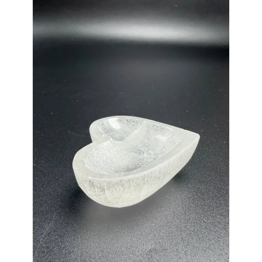 Natural Selenite Heart Charing Bowl Stone Healing Crystal Cleansing 2